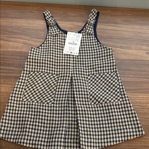Zara Kids Checkered Dress - Navy and Cream